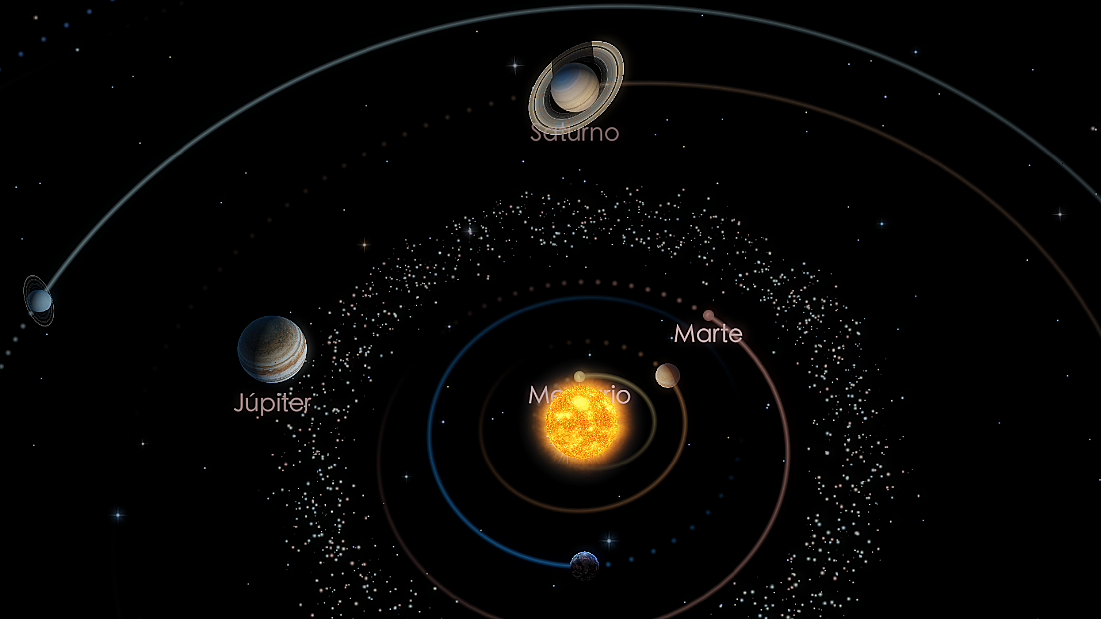 Fig. 10 Mercurio, Saturno y el Sol.